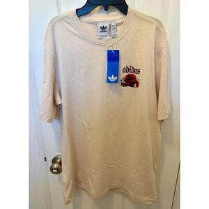 NWT Adidas Roses Tee Men's Size Small Khaki Red